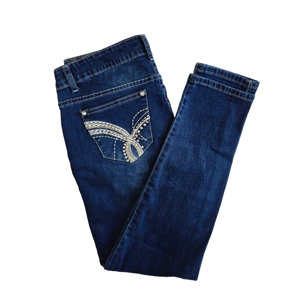 Womens Jeans Size‎ 8 Embroidered Bling Rhinestone Pockets Stretch Western Dkin